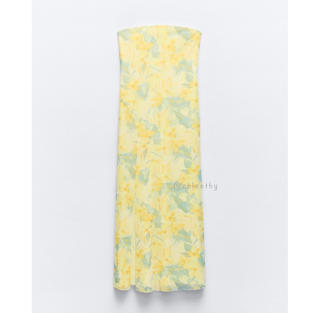 Zara STRAPLESS PRINTED TULLE DRESS - Picture 3 of 9